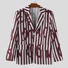INCERUN Oversized Spring Men Lapel Neck Long Sleeve Striped Button Thin Blazer Coats