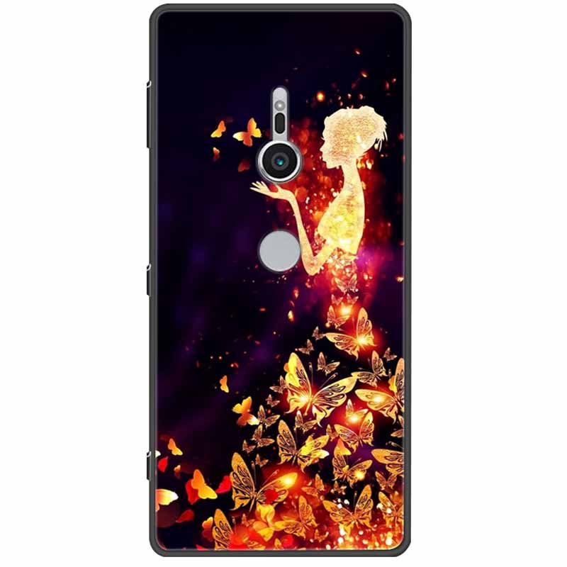Cute Paint Cover For Sony Xperia XZ3 XZ2  XZ1 XA2 XA1 Ultra Plus Compact Premium Case Black Silicone TPU Coque Shockproof Capa