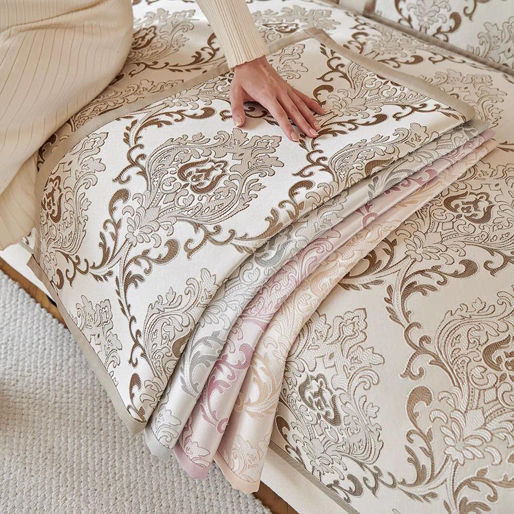 Stile Lusso Leggero Divano di Alta Qualità Cuscino Jacquard di Seta Chenille Cuscino Antiscivolo Copridivano in Pelle Europea Asciugamano