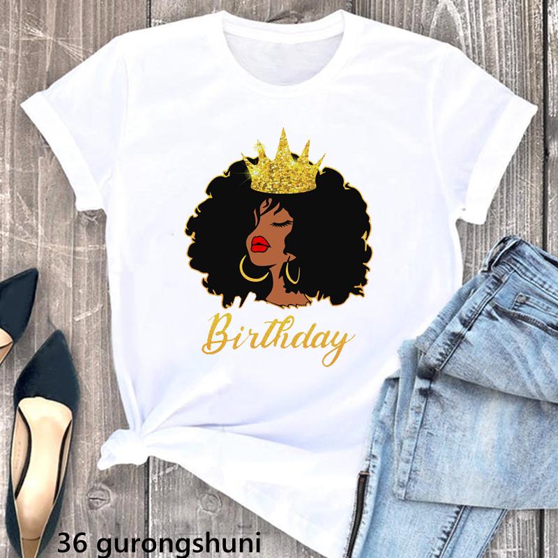 Golden Queen Are Born In July Letter Print Tshirt Unisex Birthday Gift T Shirt Femme High Shoe Tshirt Female Harajuku Shirt