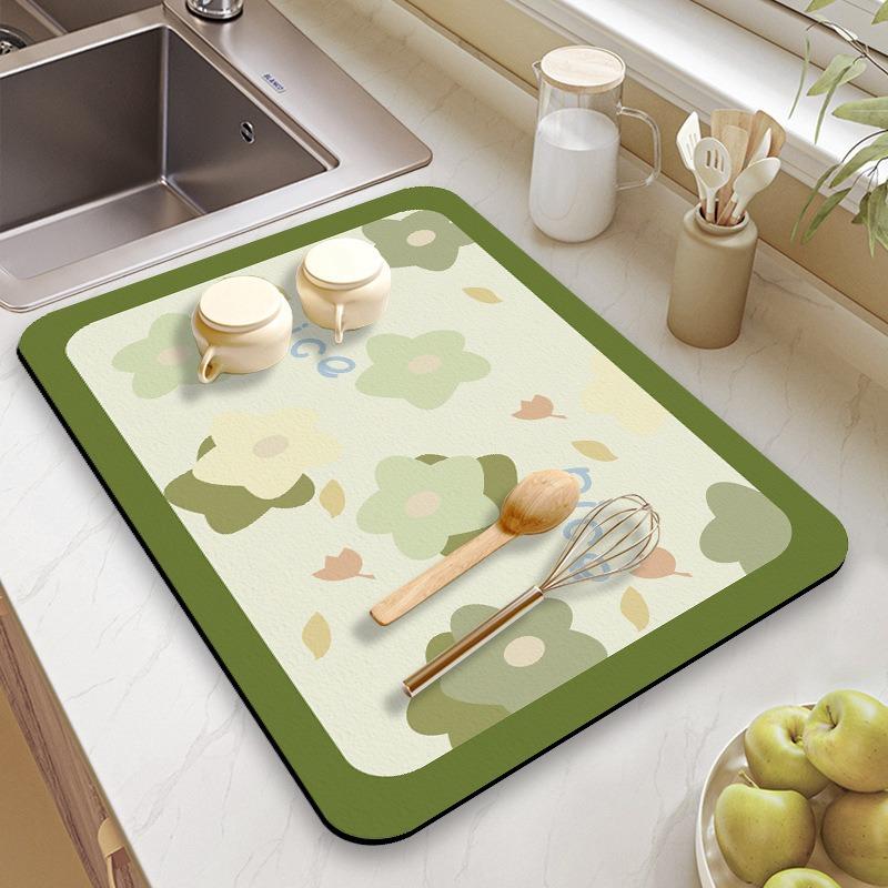 Solid Kitchen Super Absorbent Mat Coffee Dish Drying Mats Non-slip Draining Pad Quick Dry Tableware Faucet Placemat Dinnerware