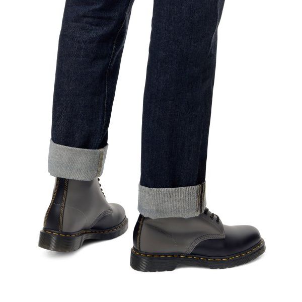 Dr. Martens 1461 Smooth Casual Lace-Up Short Boots Unisex Boots Gray Black 27538001