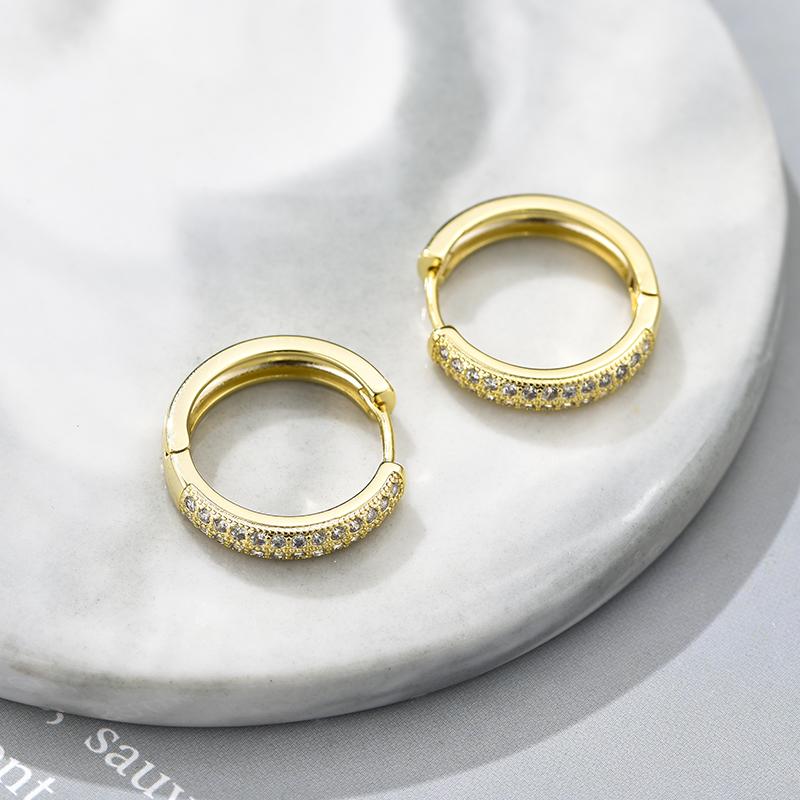 Classic Round Hoop Earrings For Women AAAA Zirconia Gold Color Elegant Wedding Huggie Ear Buckle Fashion Daily Jewelry Earrings