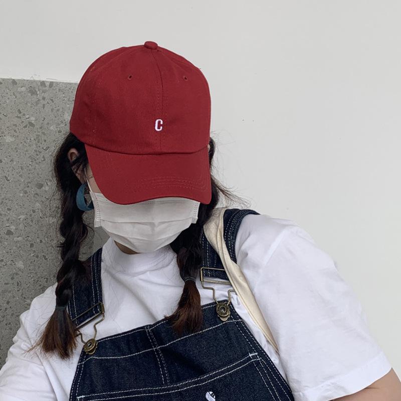 

Burgundy Hat Female Spring Summer Versatile Cap Hip-Hop Baseball Hat Male Hip Hop Sunscreen Black Adjustable
