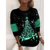 XS-8XL Women's T Shirt Tee Snowflake Sparkly Christmas Tree Christmas Weekend Painting Tee Long Sleeve Print Round Neck Basic