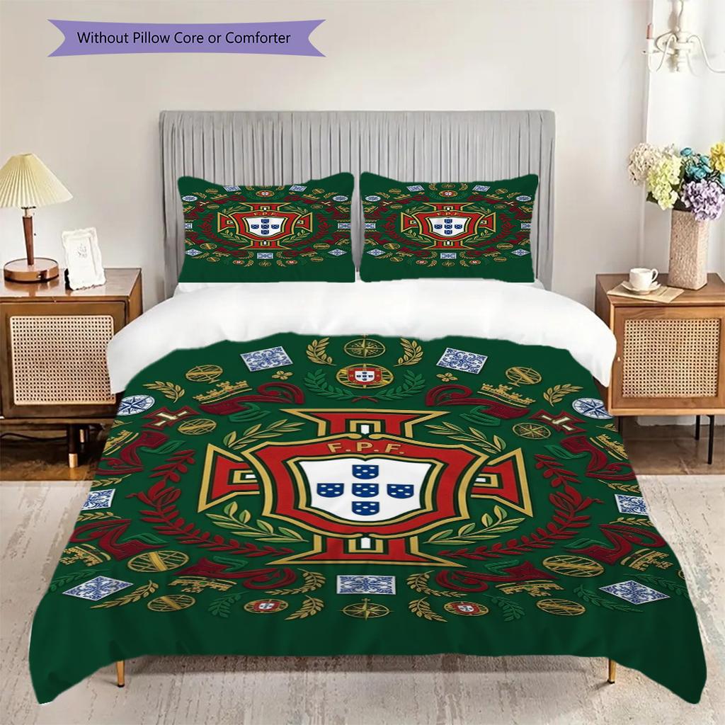 Portuguese Heritage Emblem Bedding (1 * duvet cover + 2 * pillowcase, without core) Soft and comfortable Christmas birthday gift