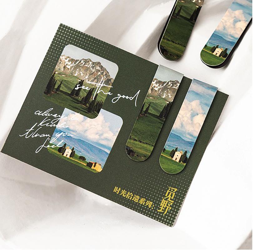 Creative Magnetic Bookmarks Beautiful Landscape Book Pages Marker Students Back To School Supplies Aesthetic Stationery Gifts
