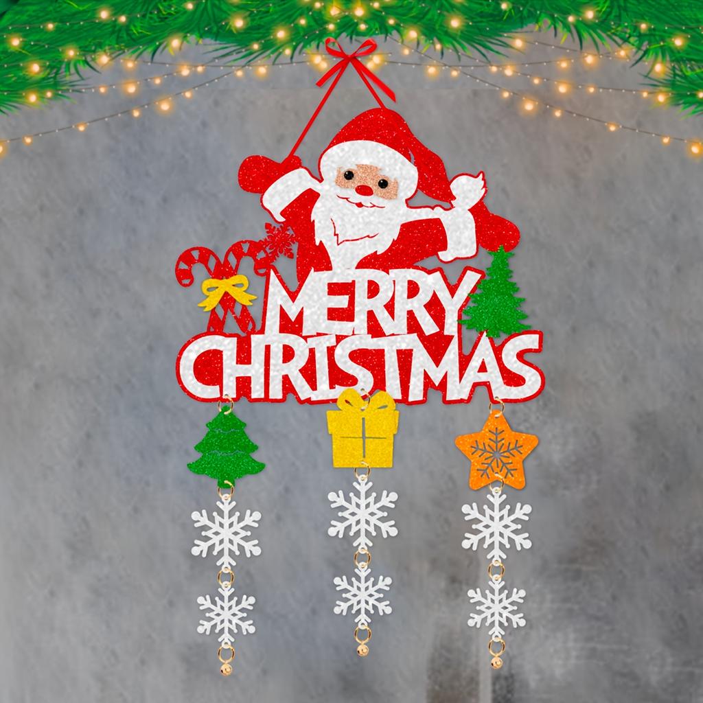 DIY Christmas Door Hanging Ornaments Santa, Snowflake &Jingle Bell Elements, for Christmas Decor