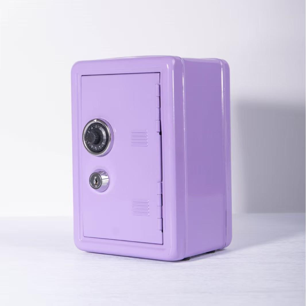 

Children s Metal Piggy Bank with Lock - Mini Safe Change Storage Box Фіолетовий