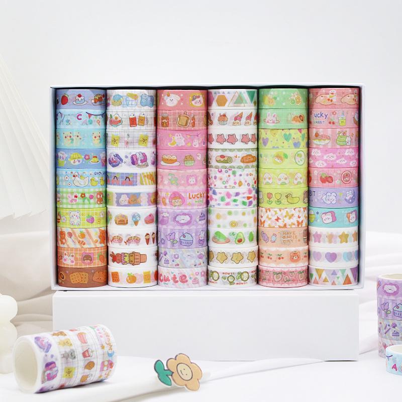 Set de 60 de role de bandă washi în stil japonez pentru jurnale, DIY și decorațiuni