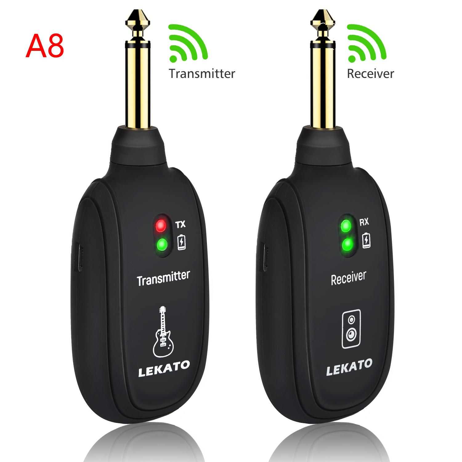 LEKATO Transmitter Receiver WS-70 Wireless Guitar System Built-In Rechargeable Audio Guitar Wireless System 70 Channels 40M A8 LEKATO