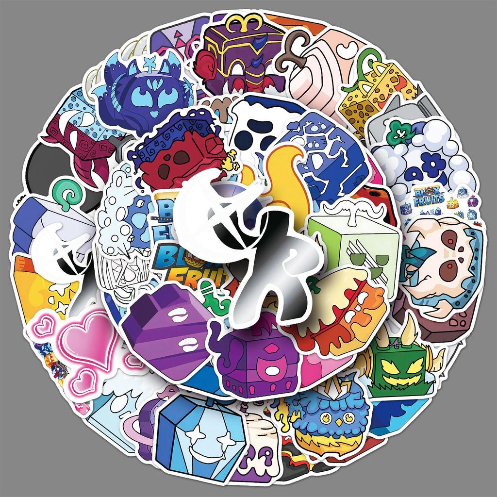 50 Blox Fruits Graffiti Stickers Personalized Cartoon Game Decoration Mobile Water Cup Computer Stickers