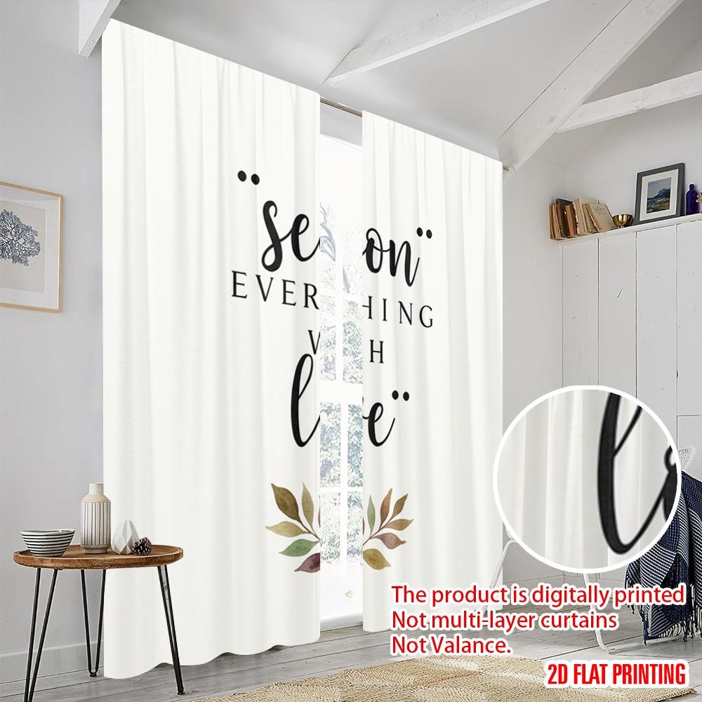 2pcs 2D Flat Printing Curtains Season Everything With Love Floral 100% Polyester Without Electricity Seasonal Party & Holiday
