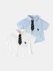 2026 Boys' Summer Short Sleeve Embroidered Shirt with Removable Tie