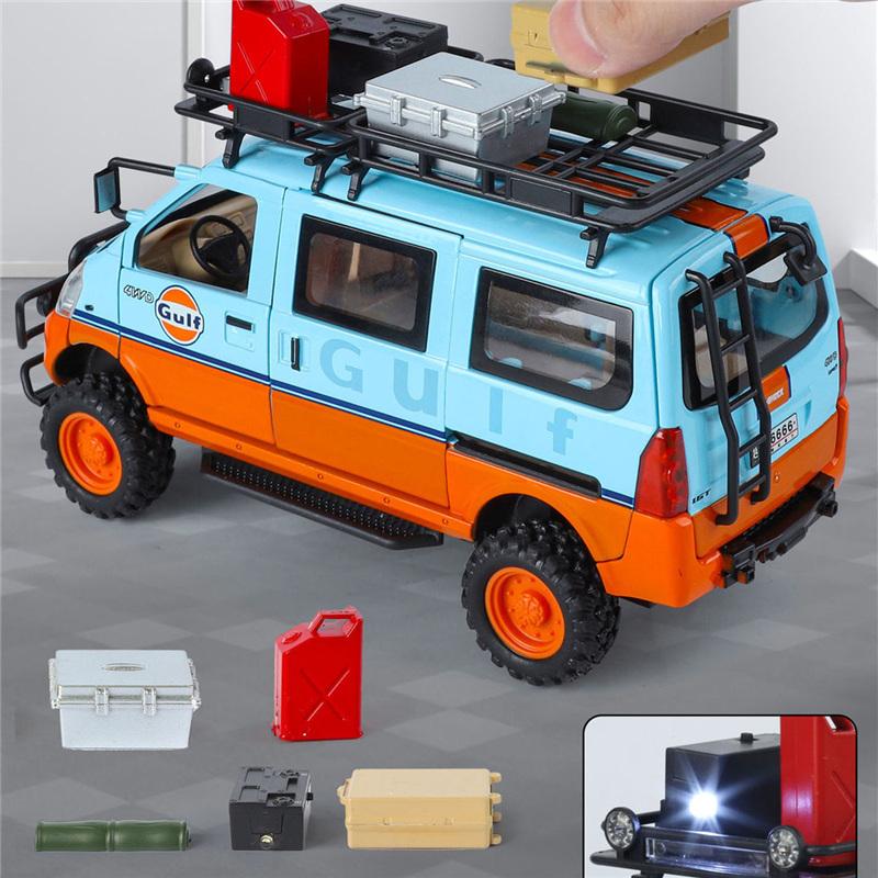 Wuling Offroad-Version LKW-Modell im Maßstab 1:24 aus Metallguss, modifiziertes Geländefahrzeug mit Sound und Licht, Geschenk für Kinder