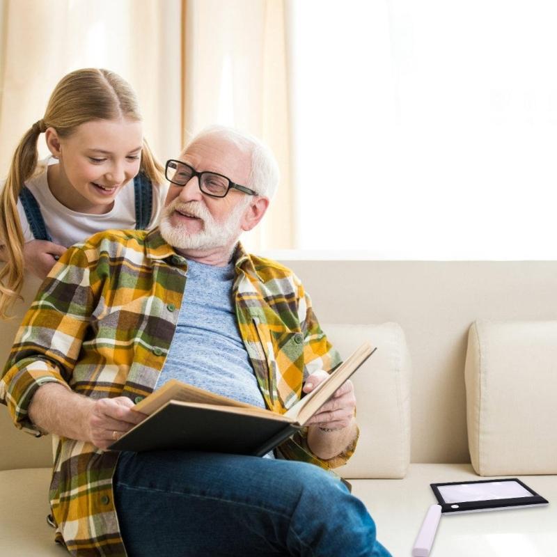Handheld Magnifier with Bright LED Light Large Viewing Area Reading Aid with Light for Macular Degeneration Support