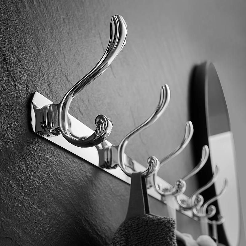 Wall Mounted Chrome Towel Hanger Clothes Hat Hook Row Vintage Robe Hook Bathroom Robe Hook Bath Hardware Set Kitchen Hanger