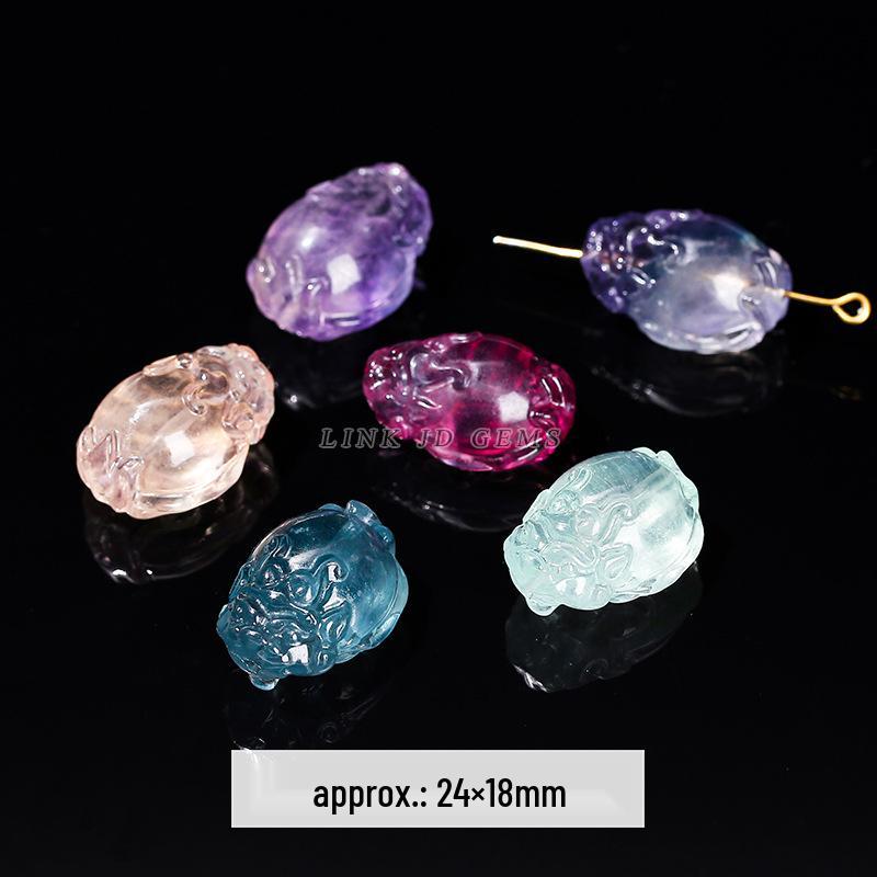 Jingde Jewelry Natural Colorful Fluorite Vajra Pendant Crystal Carving Charm