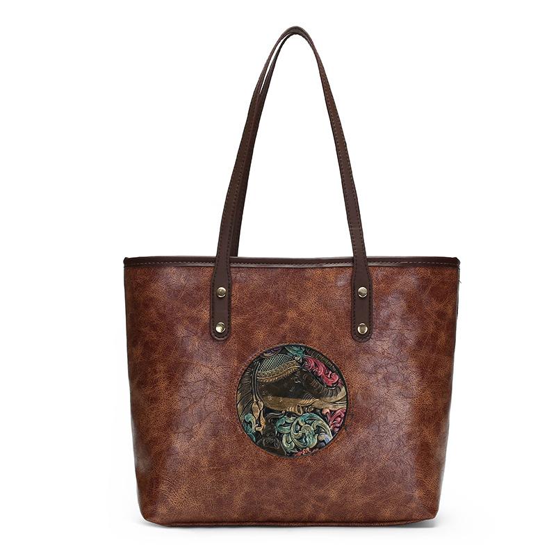 Ethnic style printed exquisite handbag women s bag new retro commuting large capacity high-end shoulder bag underarm bag