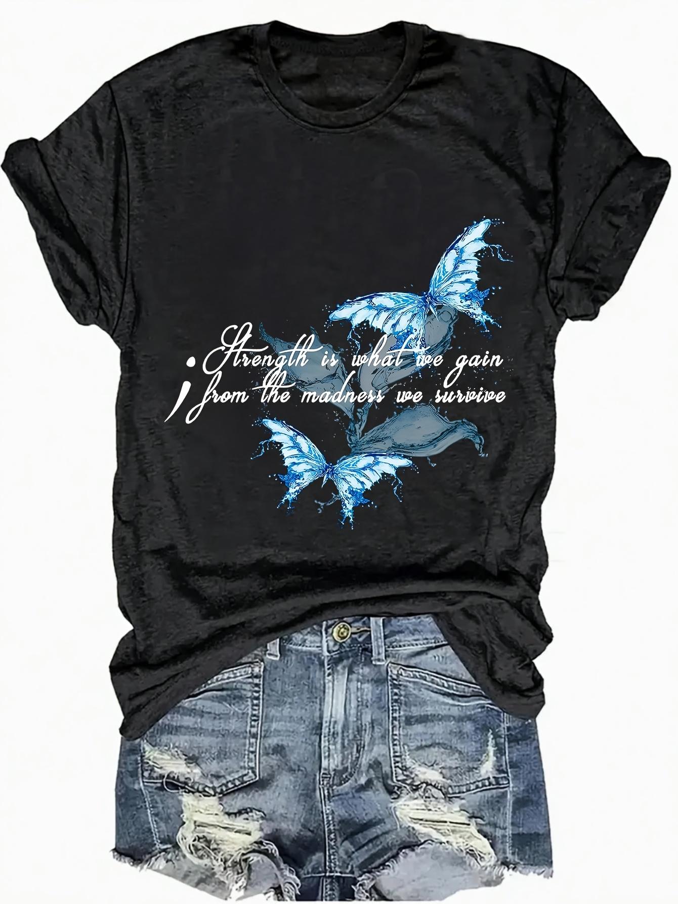 

Women S Crew Neck T-Shirt Spring Summer Apparel, Motivational Print, Nonseethrough Fabric, Spring Fashion, Trendy Design, Soft Mater 4XL чорний