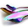 4Pcs Promotion Dinnerware Set Stainless Steel Colorful Rainbow Gold Knife Fork Teaspoon Dishwasher Safe Silverware Set Cutlery