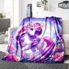 Fantasy Unicorn Floral Print Flannel Throw Blanket, Soft Warm Cozy Blanket for Sofa Bed Couch Home Decor