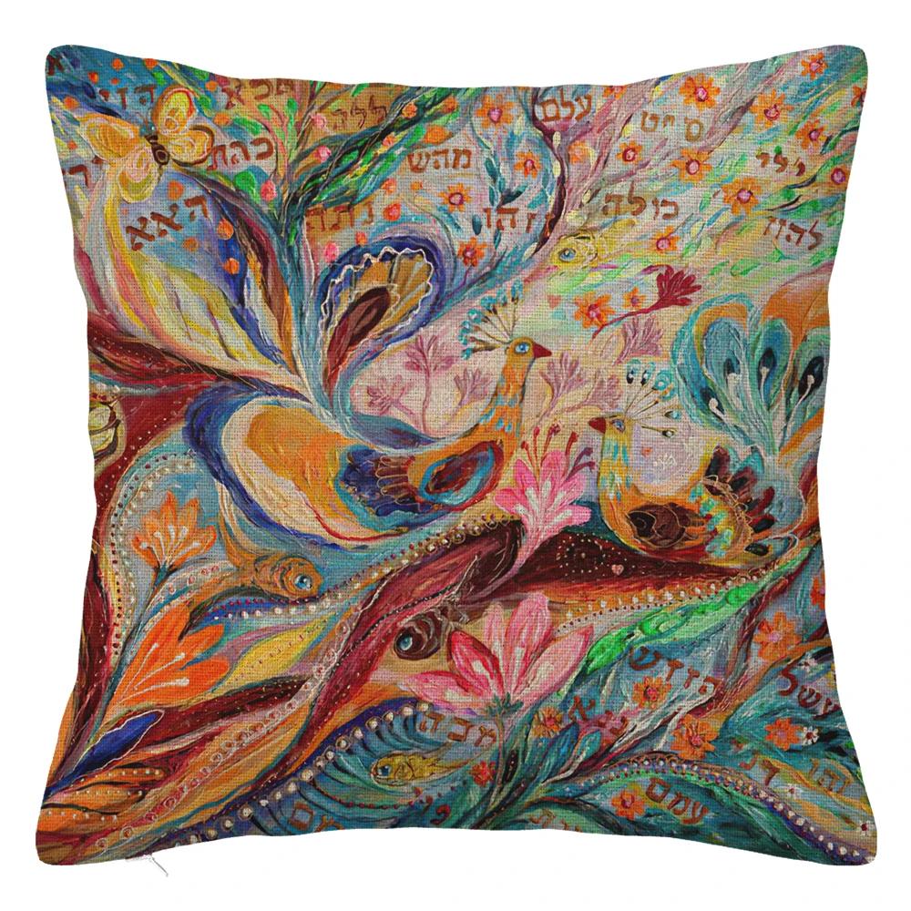Branch Bird Flower Linen Pillowcase Sofa Cushion Cover Home Decoration Can Be Customized for You 40x40 50x50 60x60 45x45