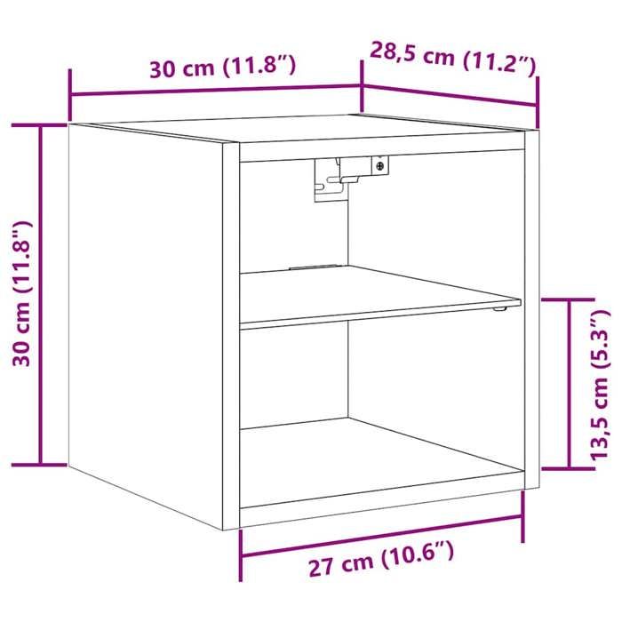 VidaXL Meuble TV mural avec lumières LED vieux bois 30x28,5x30 cm, meuble TV flottant, meuble multimédia mural, unité TV 857672