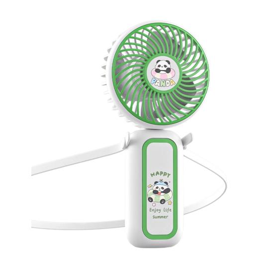 Cartoon Panda Folding Handheld Fan 3 Speed Hanging Neck Fan Portable Travel Outdoor Summer Small Personal Desk Fan D