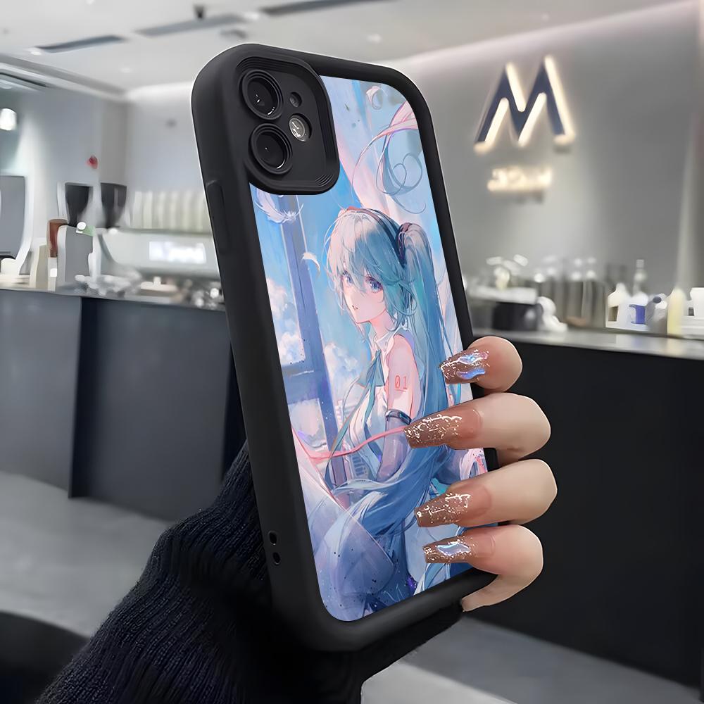 Kawaii M-mikuES Phone Case For IPhone Air 17 Pro Max 16 E 15 14 Pro Max 13 12 11 Mini Plus Soft Silicone Black Cover