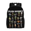 Arten von italienischem Brainrot Meme Klassischer Rucksack Outdoor High School Reise Handgezeichneter Tagesrucksack Herren Damen Laptop Umhängetasche