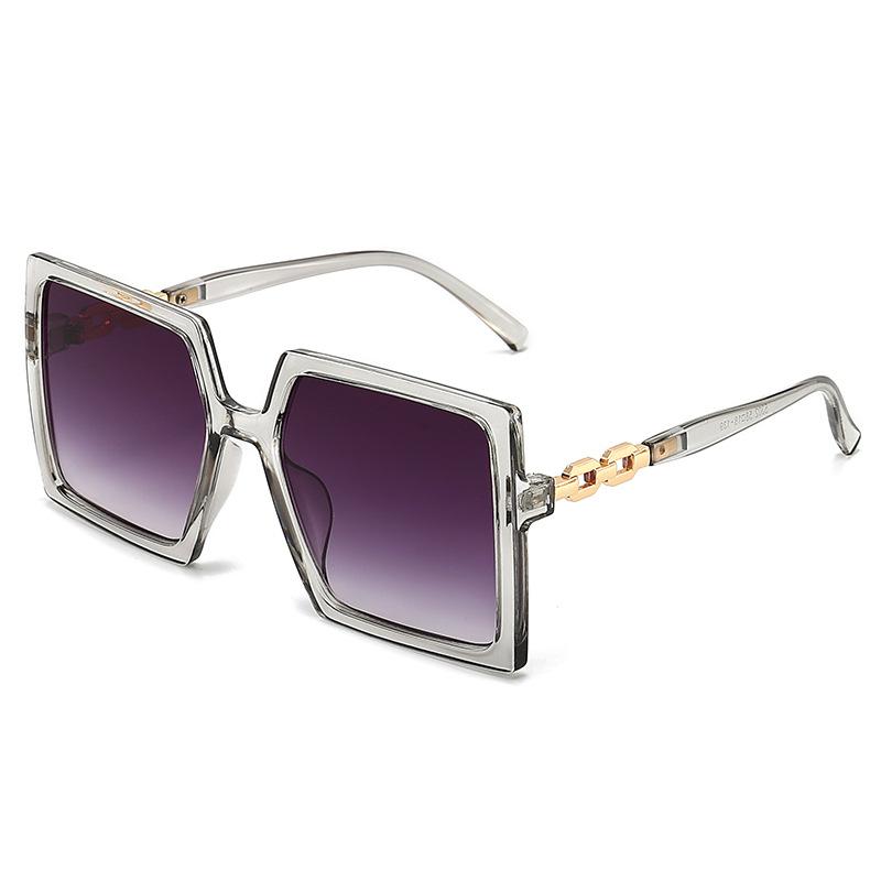 

New Trendy Large-frame Gradient Lens Sunglasses, Fashionable And Versatile Chain-legged Sunglasses 5302 сірий
