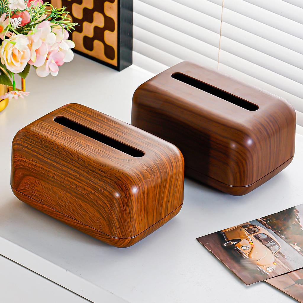 Walnut Color Plastic Tissue Box for Office and Living Room