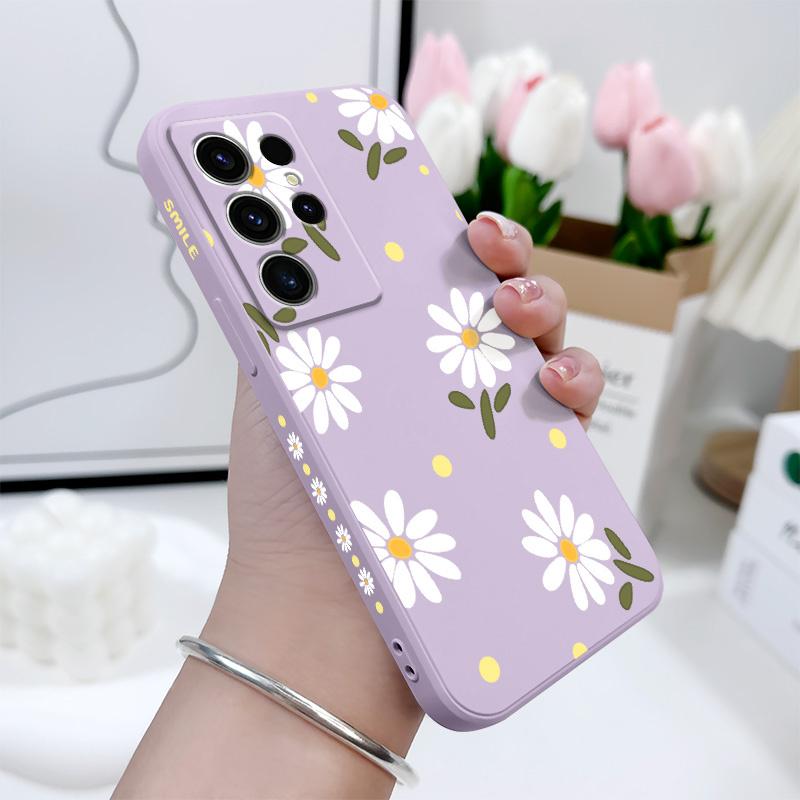Coque de téléphone élégante à marguerites pour Samsung Galaxy S25 S24 S23 S22 S21 S20 S10 S10E Ultra Plus FE Note 20 Ultra Plus
