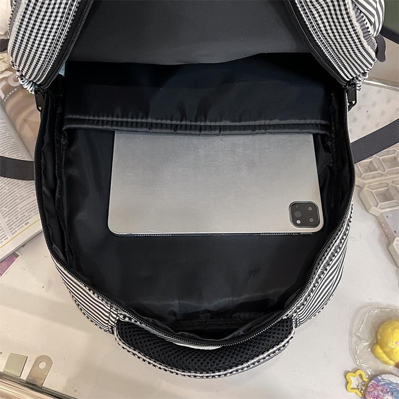 Plaid Backpack Student Class Commuter Schoolbag Women's Lightweight Multi-Compartment Large Capacity Backpack