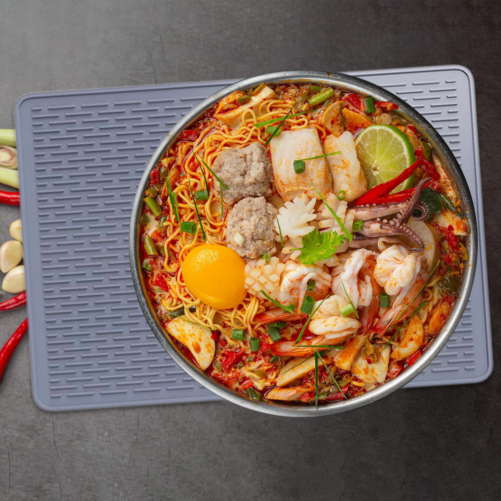 

Коврик для сушки посуды, легко очищаемый, термостойкий, кухонный сушилка, держатель для кастрюли, нескользящий Deep gray