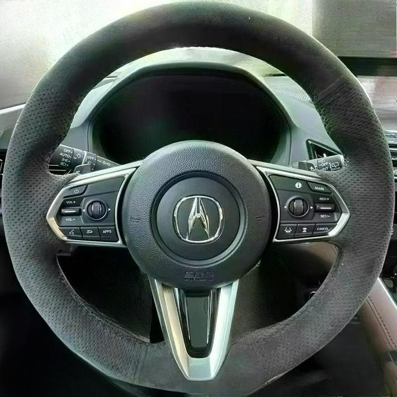 

Hand-stitched renovation Non-slip wear-resistant black Leather car steering wheel cover For Acura RDX 2018 2019 2020 2021