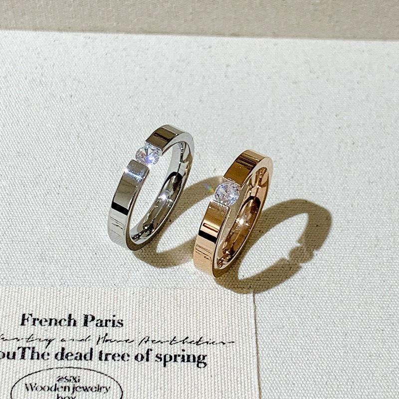 Stainless Steel Gold/ CopperColor 4 mm Zirconia Finger Rings for Men Women Size 5-10# Wedding Band Engagement Jewelry Gifts