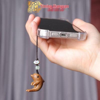 Green and Purple Sandalwood Dolphin Charm Phone Keychain - Cute Wooden Handicraft Backpack Pendant for Couples