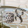 925 Silver Needle Retro Large Circle Black & White Checkered Earrings - All-Season Checkerboard Design for Women.