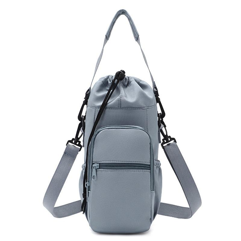

Portable Water Bottle Bag with Adjustable Strap Thermal Mugs Insulated Protective Cover Phone Pocket Outdoor Sports Travel Bag синий