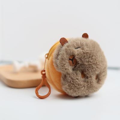 Creative Capybara Kawaii Anime Plush Coin Purse Lovely Cartoon Round Bags Pendant Funny Mini  Headphone Storage Bag