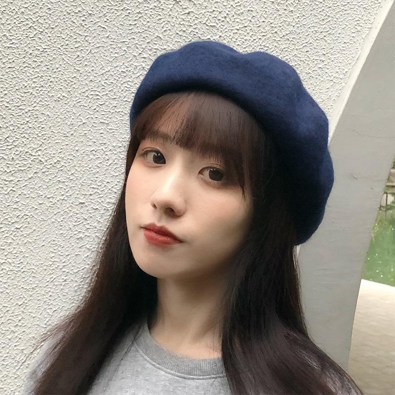 Autumn and Winter Cute Versatile Wool Leopard Print Beret Female Tide British Bud Painter Hat Winter