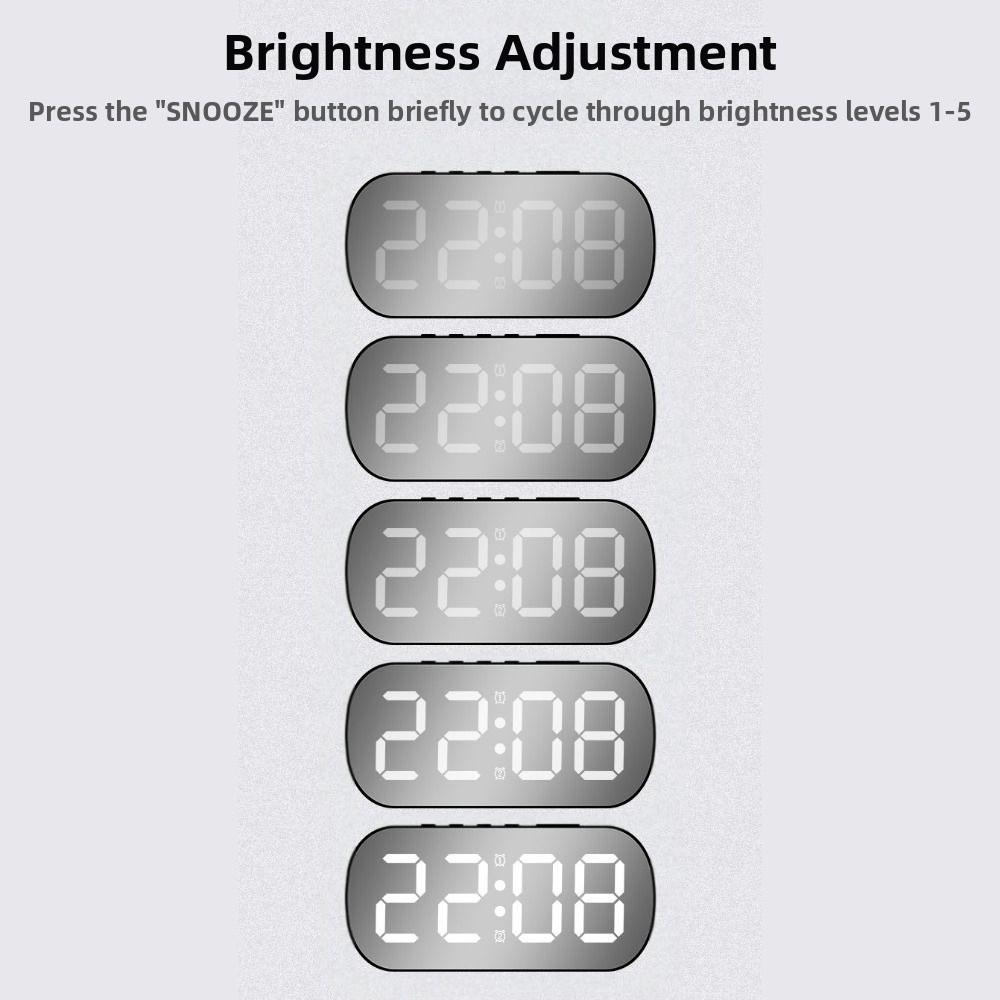 12/24H Format Digital Alarm Clock Quiet Temperature Display LED Digital Clock Large Screen Date Display Sleep Timer Home Decor