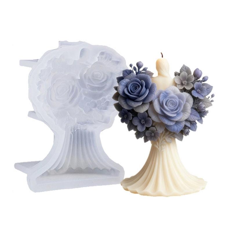 

Rose Bride Statue Silicone Molds Food Grade Silicone Baking Molds for Making Candle Soap Candy Wedding Cake Decoration