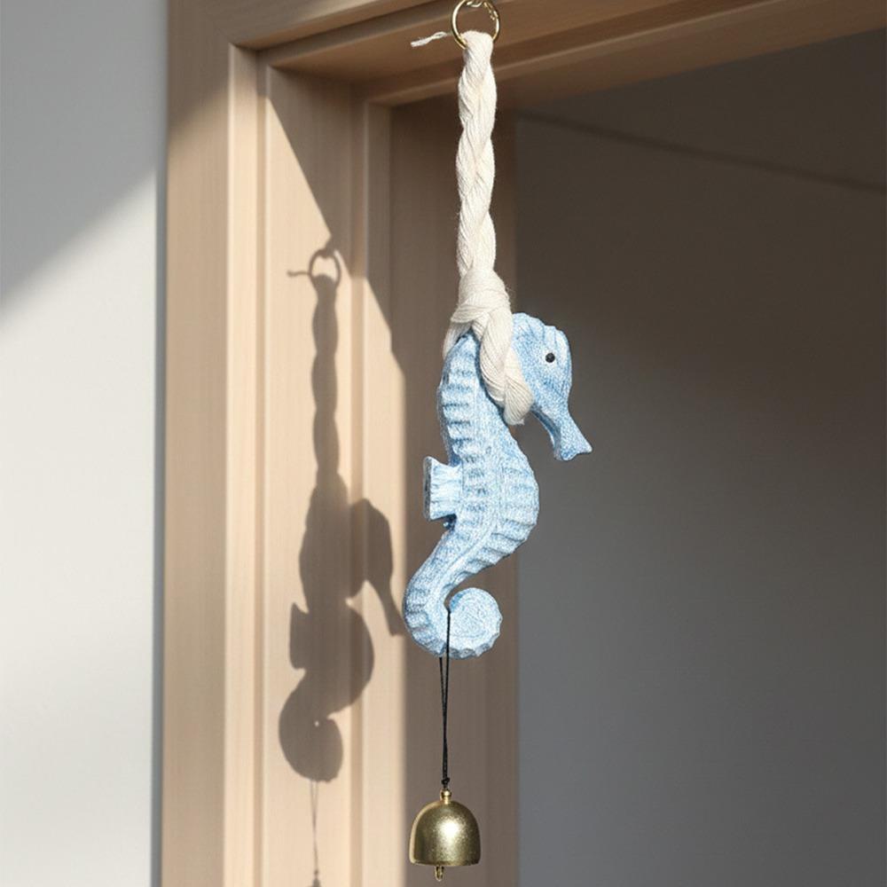 Rustic Style Seahorse Wind Chime Mediterranean Seahorse Sculpture  Wall Decoration синий