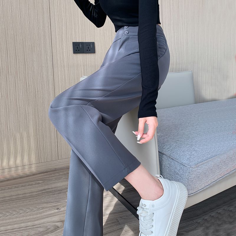 

Women s Autumn Retro Professional Ninth High Waist Draped Suit Pants Grey S(85-47.50kg)