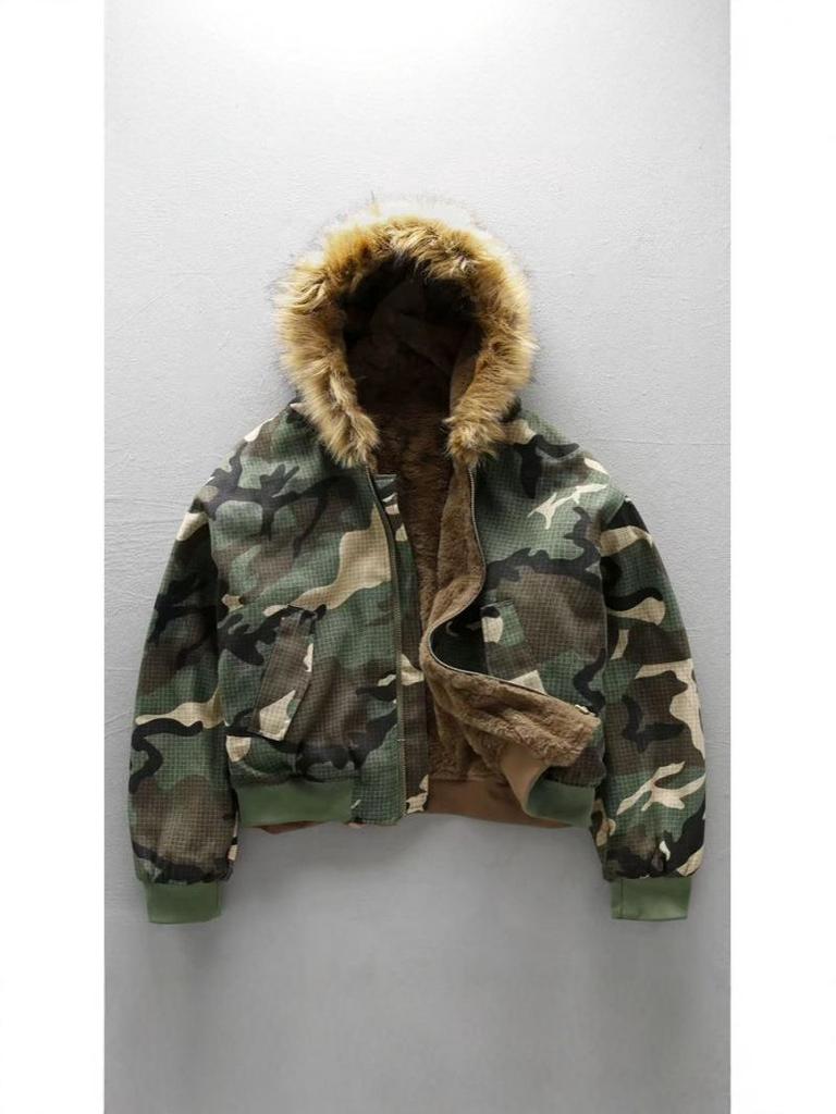2025 Winter Herren Doppelseitige Camouflage Streetwear Kapuzenjacke aus Baumwolle