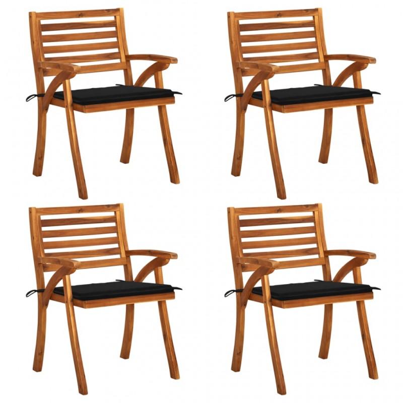 Day and Night - Day and Night Garden Chairs with Cushions 4 Units Solid Acacia Wood