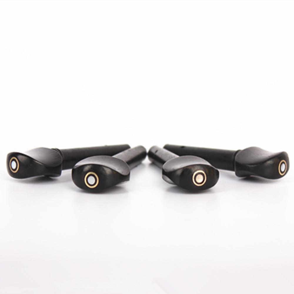4 Pcs 4/4 Size Ebony Wooden Violin Fiddle Tuning Pegs Replacement Tool